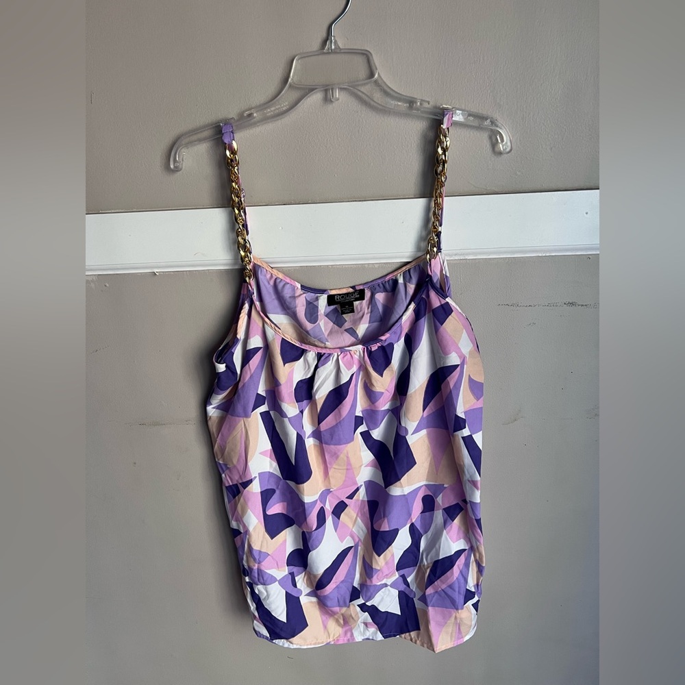 Stylish Abstract Camisole with Chain Straps